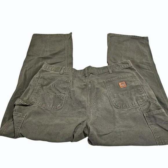 Vtg Carhartt Pants Mens 42x31.5 Olive Green B11 Duck Carpenter Work USA 90s - Picture 4 of 16